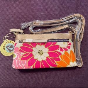 Spartina 449 Vibrant Floral Crossbody Bag - Pink and Orange